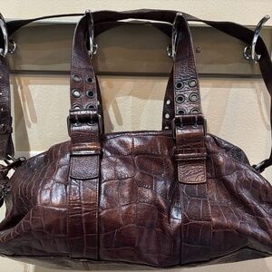 Francesco Biasia Croc Embossed Leather Bag